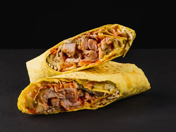 Shawarma Turco Con Pollo Verdure — Foto Stock