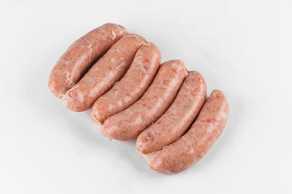 Rohwurst Hautnah Auf Weißwurst — Stockfoto