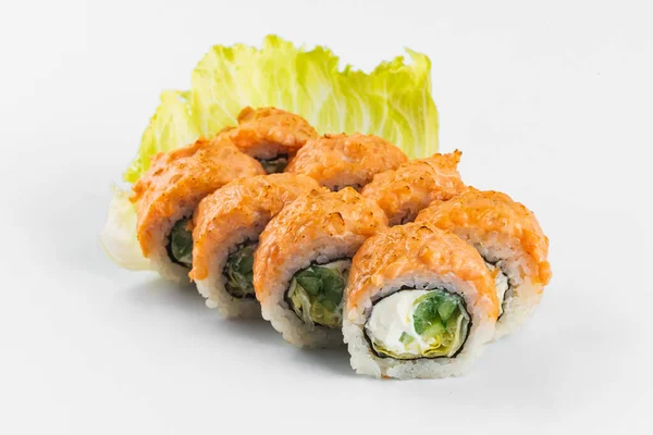 Close Van Sushi Set Geïsoleerd Witte Achtergrond — Stockfoto
