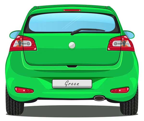 Carro - Visão traseira - Verde — Vetor de Stock