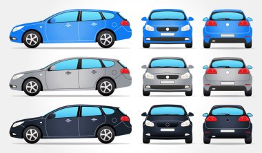 Vector Car - Side - Front - Rear view clipart