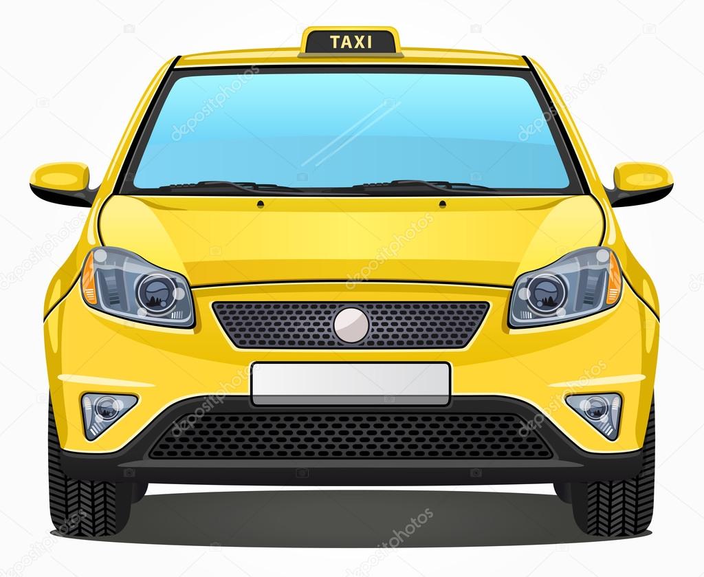 Vector Yellow Taxi Car - Front view