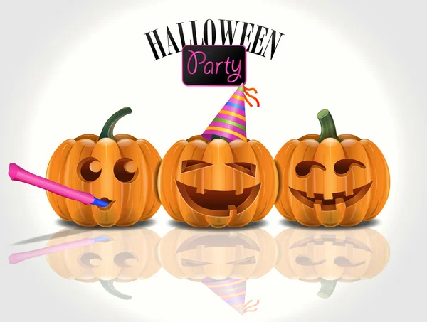 Halloween Party - Cartoon pompoenen — Stockvector