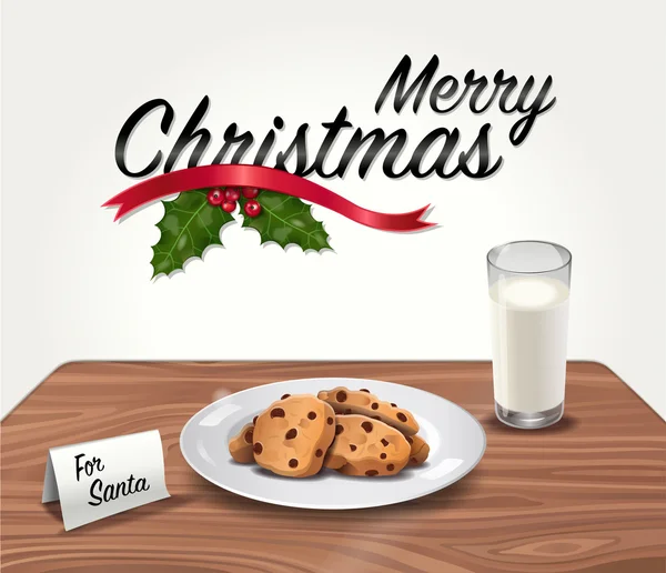 Cookies en melk voor de Kerstman — Stockvector