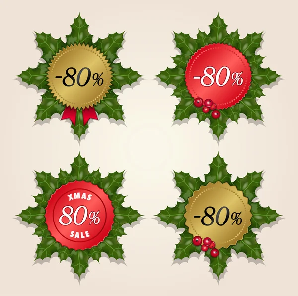 Venta de Navidad 80% - Etiquetas de muérdago — Vector de stock