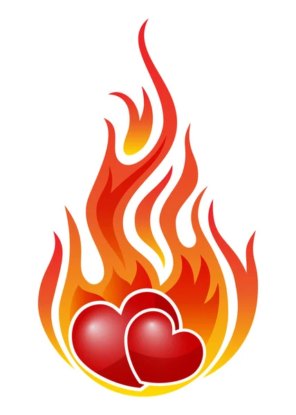 Coeurs brûlants isolés sur blanc — Image vectorielle