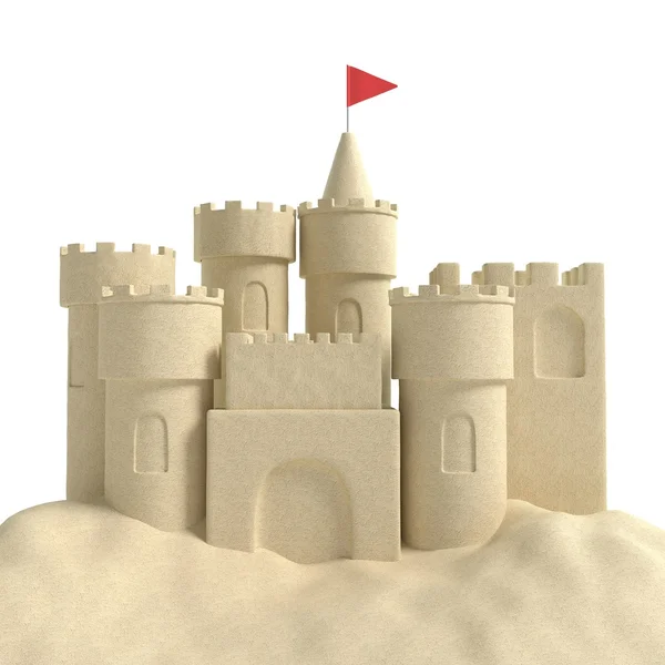 3d spiaggia castello di sabbia — Foto Stock