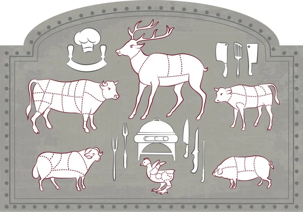 Découpe de viande — Image vectorielle
