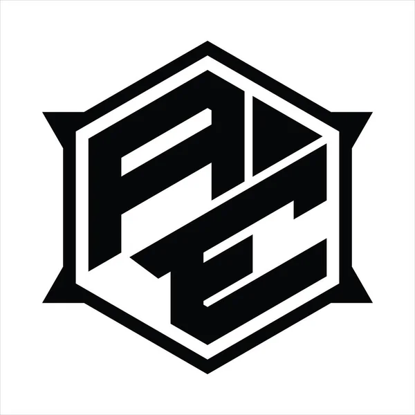 Logotyp Monogram Med Sexhörning Och Skarp Form Design Mall — Stock vektor
