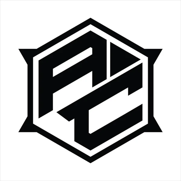 Altıgen Keskin Şekil Tasarım Şablonlu Logo Monogramı — Stok Vektör