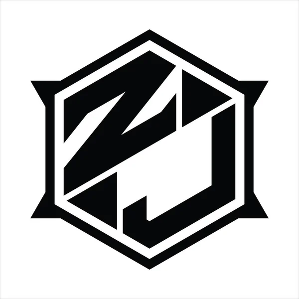 Μονόγραμμα Logo Εξάγωνο Και Κοφτερό Σχέδιο — Διανυσματικό Αρχείο