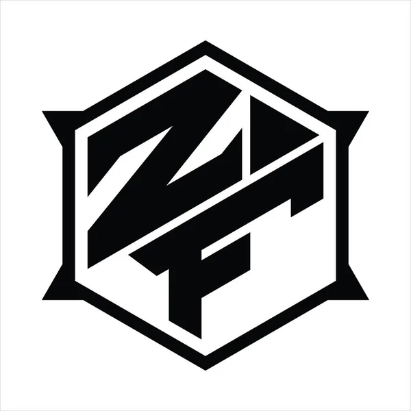 Monograma Logotipo Com Hexágono Modelo Design Forma Afiada —  Vetores de Stock