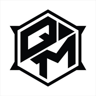 QM Logo monogram with hexagon and sharp shape design template
