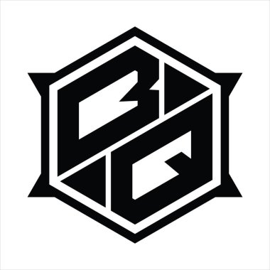 BQ Logo monogram with hexagon and sharp shape design template