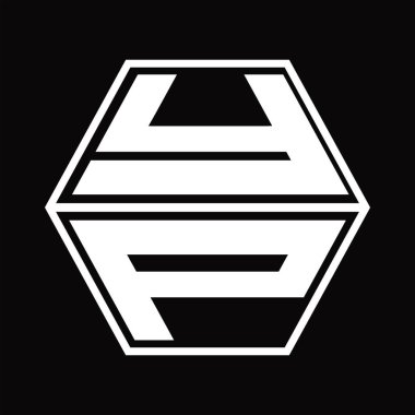 YP Logo monogram with hexagon shape up and down blackground design template