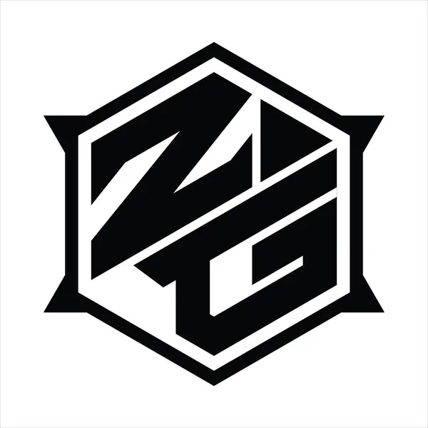 Монограмма Логотипа Шестиугольником Острым Дизайном Формы — стоковый вектор