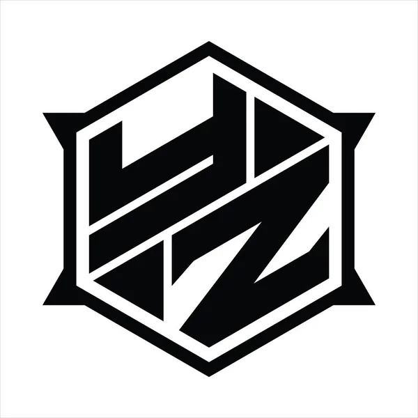 Logo Monograma Con Hexágono Plantilla Diseño Forma Afilada — Archivo Imágenes Vectoriales