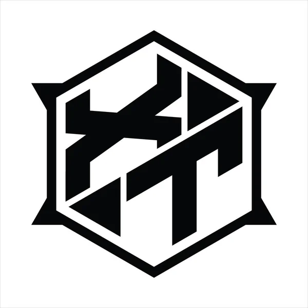 Monograma Logotipo Com Hexágono Modelo Design Forma Afiada — Vetor de Stock