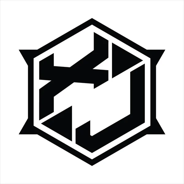 Logo Monogram Hexagon Sharp Shape Design Template — 스톡 벡터