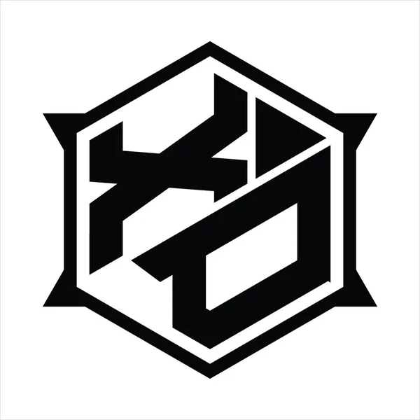 Monogramme Logo Avec Hexagone Gabarit Conception Forme Pointue — Image vectorielle