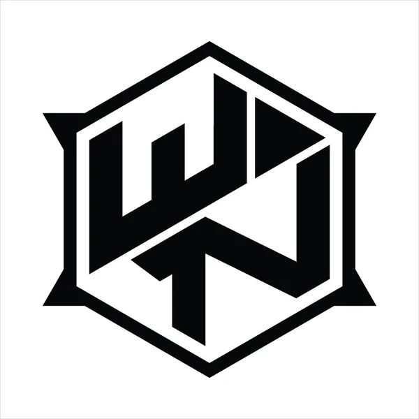 Monograma Logo Com Hexágono Modelo Design Forma Afiada —  Vetores de Stock
