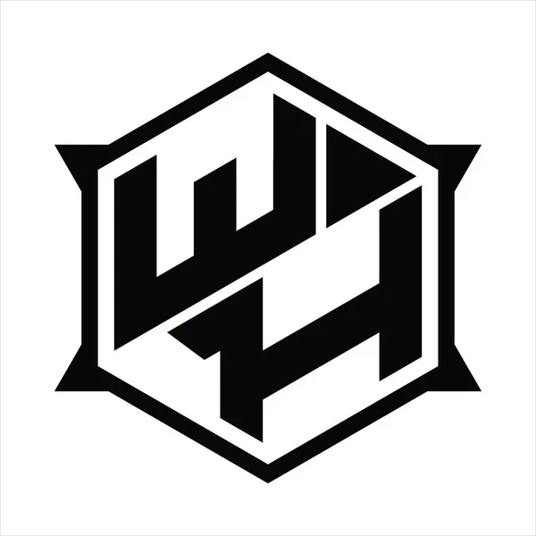 Logo Monogramma Con Esagono Forma Tagliente Modello Design — Vettoriale Stock