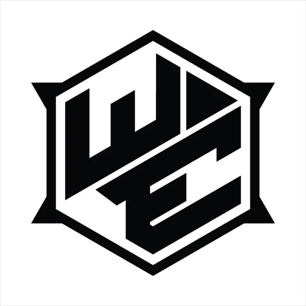 Monografia Logo Sześciokątem Ostrym Wzorem Kształtu — Wektor stockowy