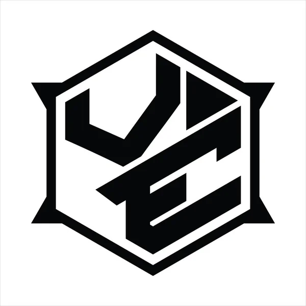Monogram Logo Sześciokątem Ostrym Wzorem Kształtu — Wektor stockowy