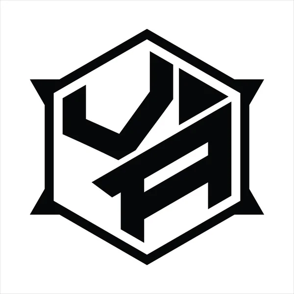Monogram Logo Sześciokątem Ostrym Szablonem Kształtu — Wektor stockowy