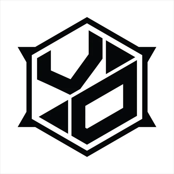 Monografia Logo Sześciokątem Ostrym Szablonem Kształtu — Wektor stockowy