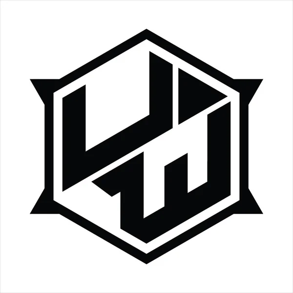 Monograma Logotipo Com Hexágono Modelo Design Forma Afiada — Vetor de Stock
