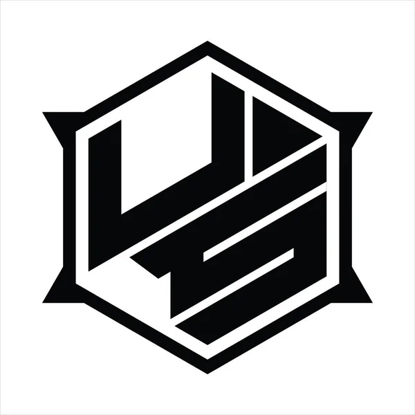 Monografia Logo Usa Sześciokątem Ostrym Szablonem Kształtu — Wektor stockowy