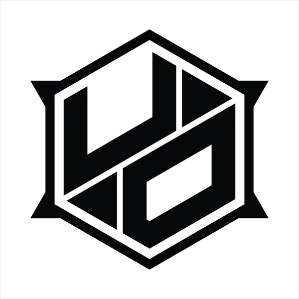 Logotyp Monogram Med Sexhörning Och Skarp Form Design Mall — Stock vektor