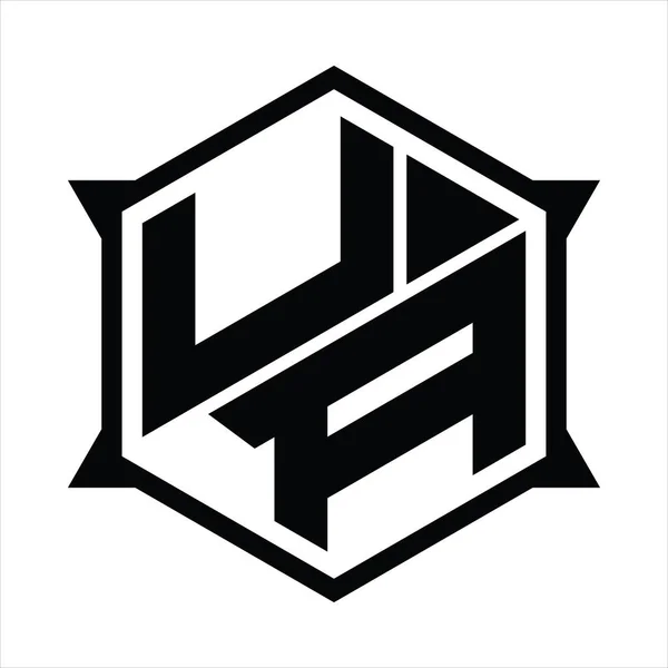 Монограма Logo Шестикутником Різкою Формою Шаблону — стоковий вектор