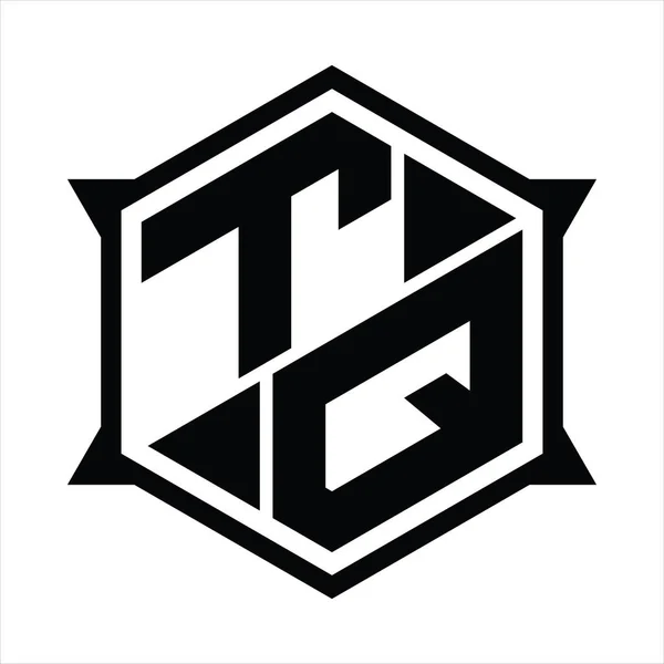 Logo Monogram Hexagon Sharp Shape Design Template — Wektor stockowy