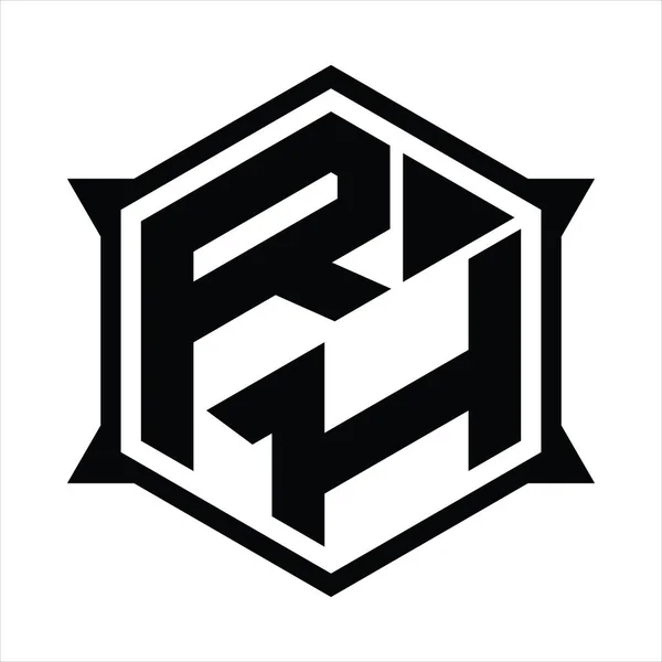 Logo Monogramm Mit Sechseck Und Scharfer Formenvorlage — Stockvektor