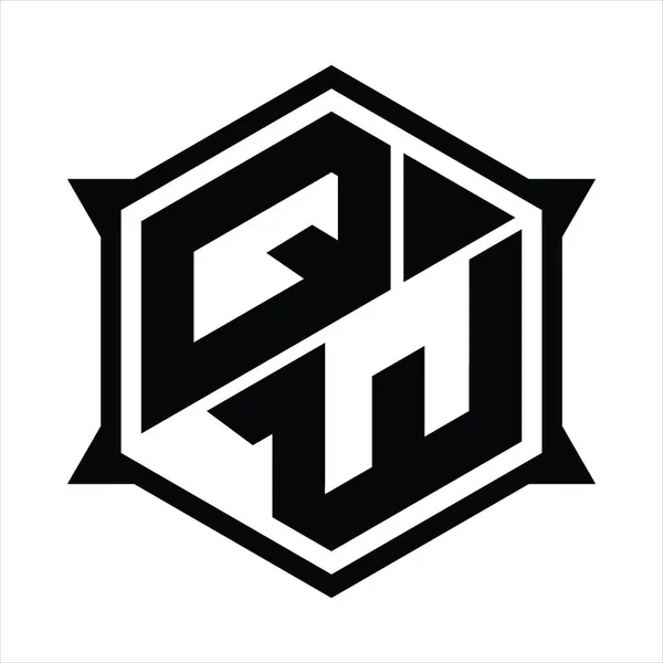 Logo Monogramma Con Esagono Modello Design Dalla Forma Affilata — Vettoriale Stock