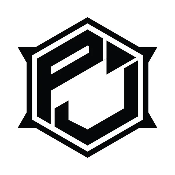 Logo Monogram Hexagon Sharp Shape Design Template — 스톡 벡터