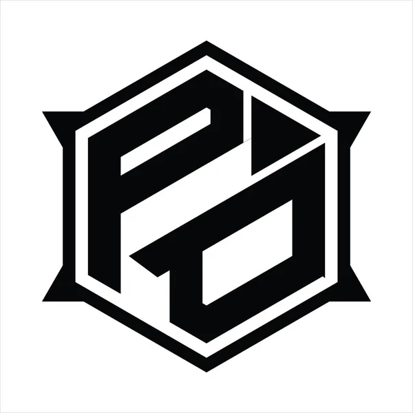 Logo Monogram Hexagon Sharp Shape Design Template — ストックベクタ