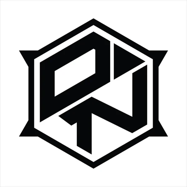 Auf Logo Monogramm Mit Sechseck Und Scharfer Formenvorlage — Stockvektor