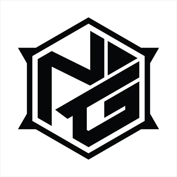 Logo Монограма Шестикутником Шаблоном Дизайну Гострої Форми — стоковий вектор