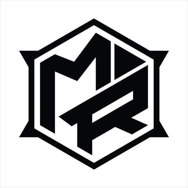 Logo Monogram Hexagon Sharp Shape Design Template —  Vetores de Stock