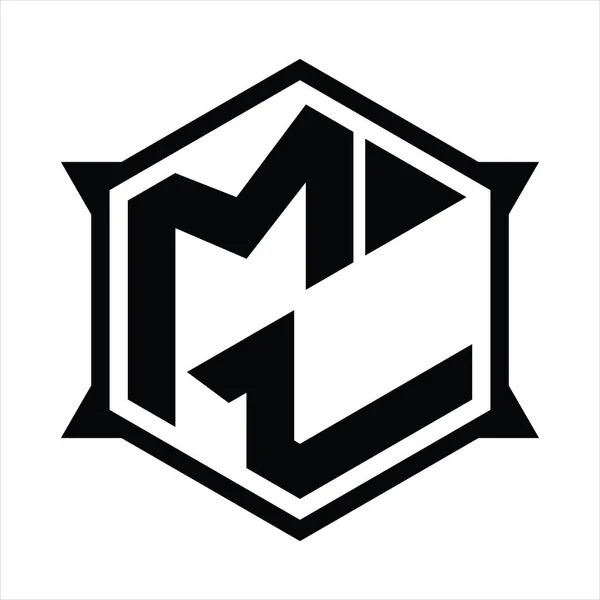 Logo Monogram Hexagon Sharp Shape Design Template — Vector de stock