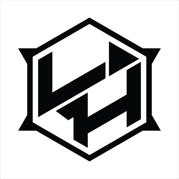 Logo Monogram Hexagon Sharp Shape Design Template — Stockový vektor