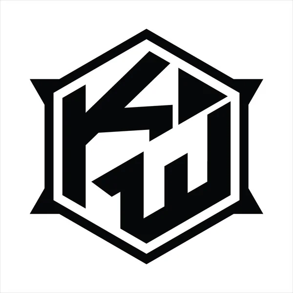 Logo Monogram Hexagon Sharp Shape Design Template — 스톡 벡터