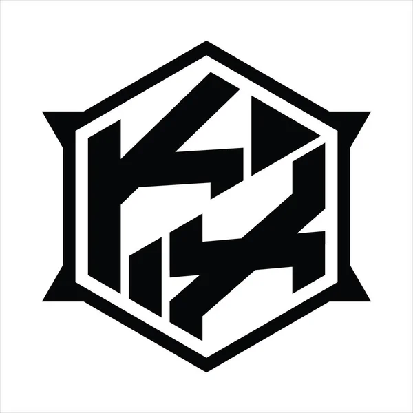 Logo Monogramm Mit Sechseck Und Scharfer Formvorlage — Stockvektor