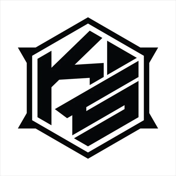 Logo Monogram Hexagon Sharp Shape Design Template — Archivo Imágenes Vectoriales