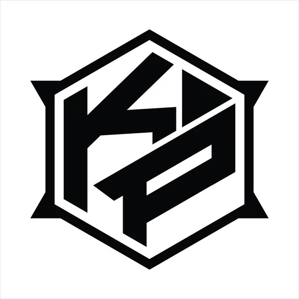 Logo Monogram Hexagon Sharp Shape Design Template - Stok Vektor