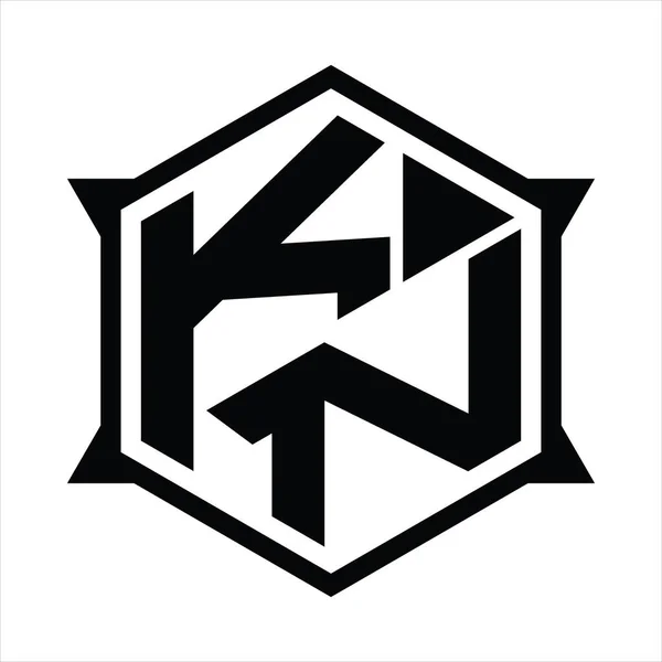 Logo Monogram Hexagon Sharp Shape Design Template — Stok Vektör