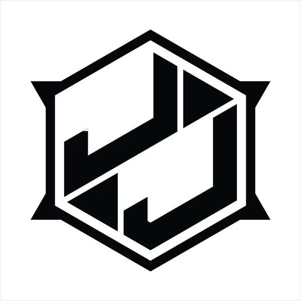 Logo Monogram Hexagon Sharp Shape Design Template — Archivo Imágenes Vectoriales